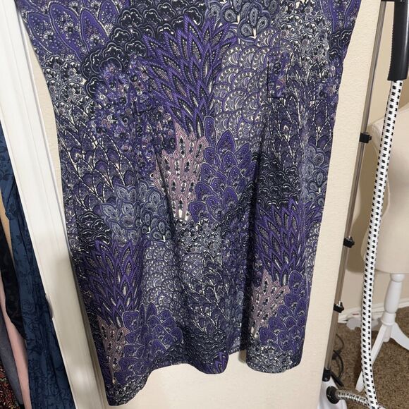 ILE New York Shift Dress Purple Paisley Floral Size 16 knee length career office - Picture 6 of 10